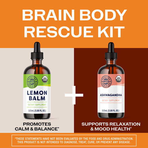 Lemon Balm Ashwagandha Brain Body Rescue Kit VIMERGY Supplements Vitamins|type_benefits