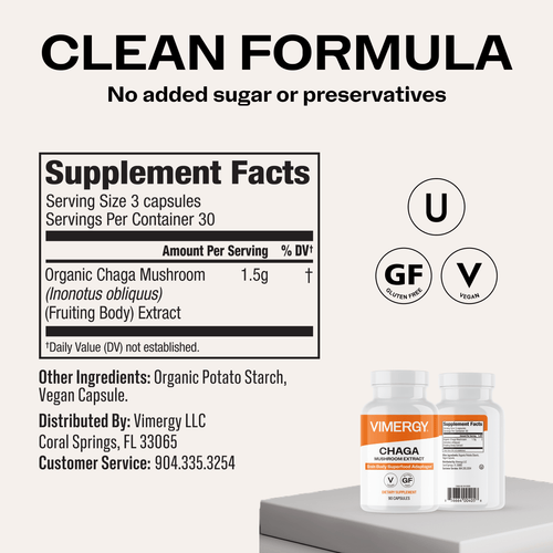 Chaga Capsules VIMERGY Supplements Vitamins|type_supplement_facts