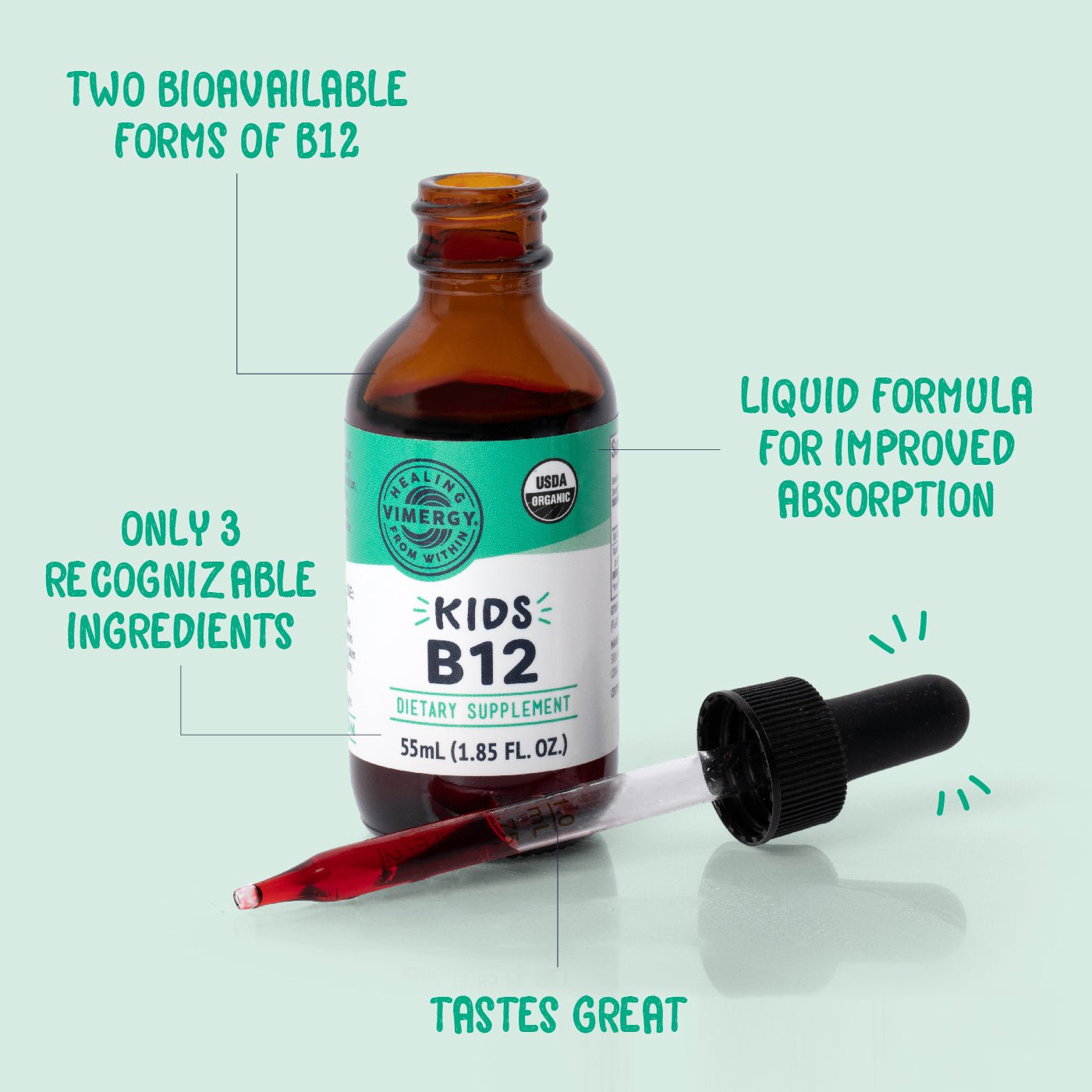 Kids Liquid Organic B-12 | B12 Vitamins – Vimergy