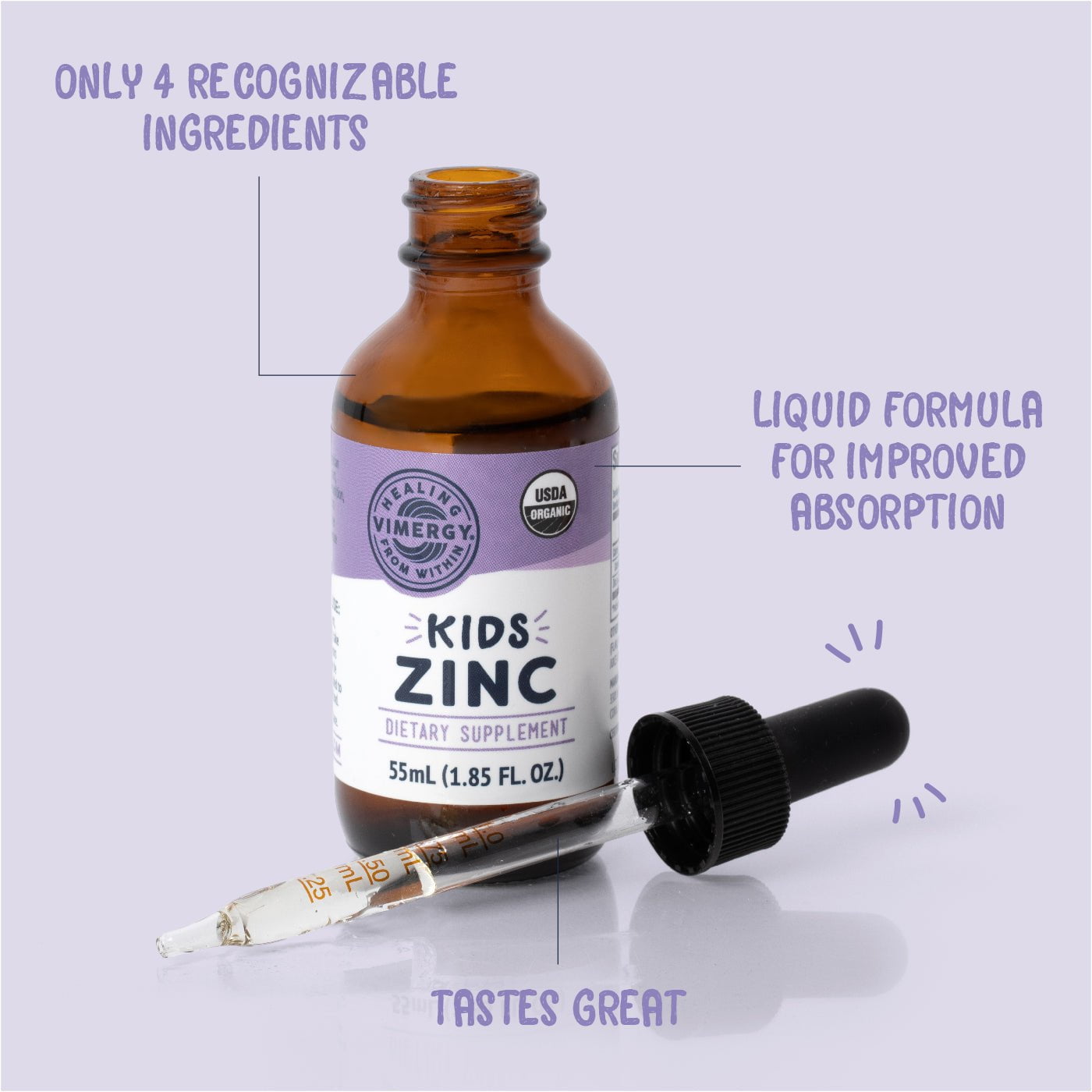 Kids Organic Liquid Zinc Vimergy Supplements Vitamins