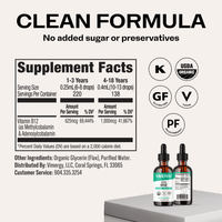 Kids Organic Liquid B12 VIMERGY Supplements Vitamins|type_supplement_facts