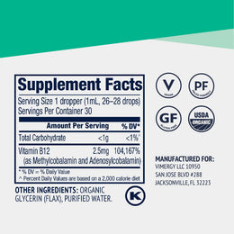 Organic Liquid B-12 Vimergy Supplements Vitamins 