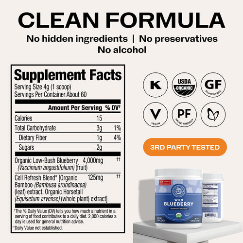 Organic Wild Blueberry Powder Brain Body Protect VIMERGY Supplements Vitamins