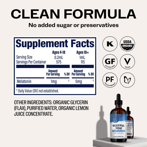 Restful You* Liquid Melatonin Vimergy Supplements Vitamins