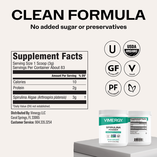USA Grown Spirulina VIMERGY Supplements Vitamins 