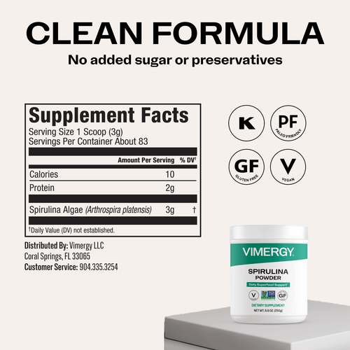 USA Grown Spirulina VIMERGY Supplements Vitamins 