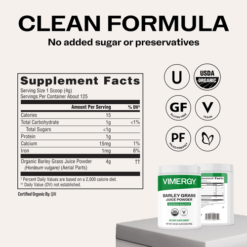 Organic Barley Grass Juice VIMERGY Supplements Vitamins 