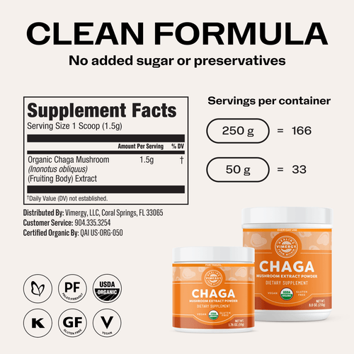 USDA Organic Chaga Powder Home & Travel Kit