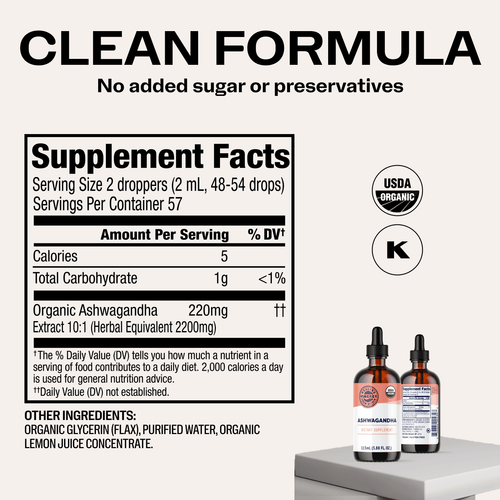 Organic Liquid Ashwagandha VIMERGY Supplements Vitamins