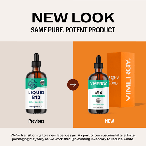 USDA Organic Liquid B12 Drops | Two Bioavailable Forms | VIMERGY VIMERGY US USDA Organic Liquid B12 Drops | Two Bioavailable Forms | VIMERGY VIMERGY US