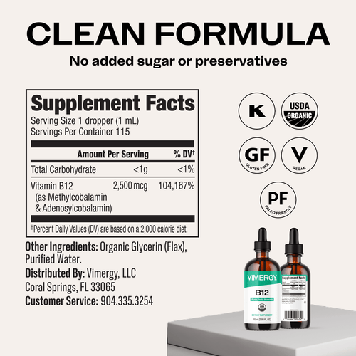 Organic Liquid B12 Vimergy Supplements Vitamins 