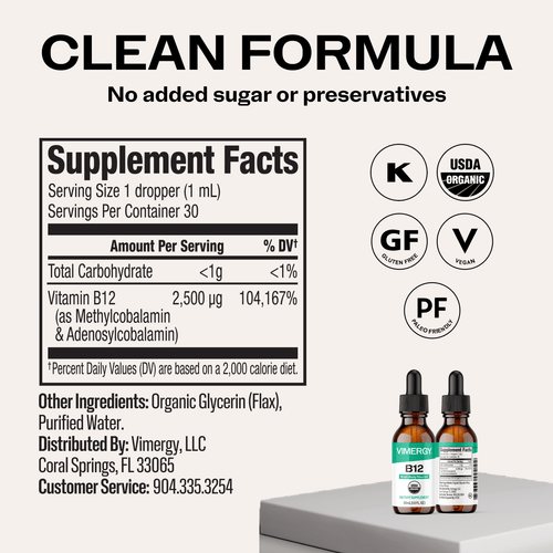 Organic Liquid B12 VIMERGY Supplements Vitamins