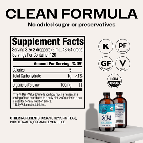 Organic Liquid Cat's Claw VIMERGY Supplements Vitamins