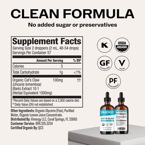 Organic Liquid Cat's Claw VIMERGY Supplements Vitamins