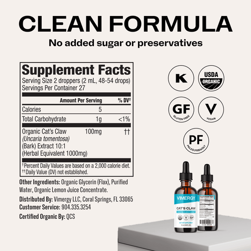 Organic Liquid Cat's Claw VIMERGY Supplements Vitamins