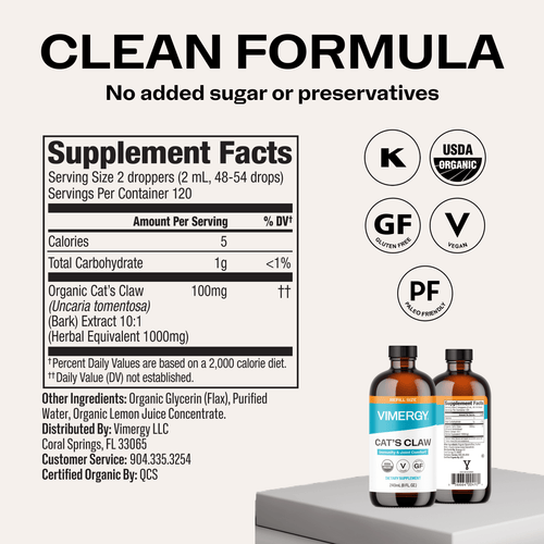 Organic Liquid Cat's Claw VIMERGY Supplements Vitamins