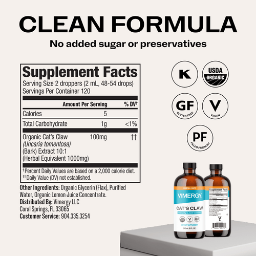 Organic Liquid Cat's Claw VIMERGY Supplements Vitamins