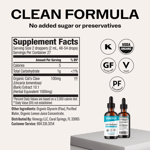 Organic Liquid Cat's Claw VIMERGY Supplements Vitamins
