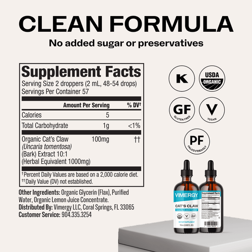 Organic Liquid Cat's Claw VIMERGY Supplements Vitamins
