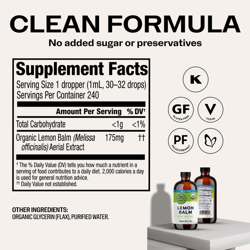 Organic Liquid Lemon Balm VIMERGY Supplements Vitamins