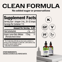 Organic Liquid Lemon Balm VIMERGY Supplements Vitamins