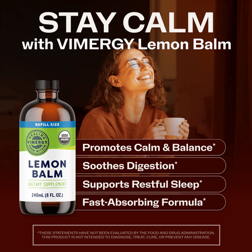 Organic Liquid Lemon Balm VIMERGY Supplements Vitamins