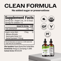 Organic Liquid Lemon Balm VIMERGY Supplements Vitamins