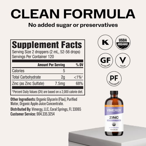 Organic Liquid Zinc VIMERGY Supplements Vitamins 