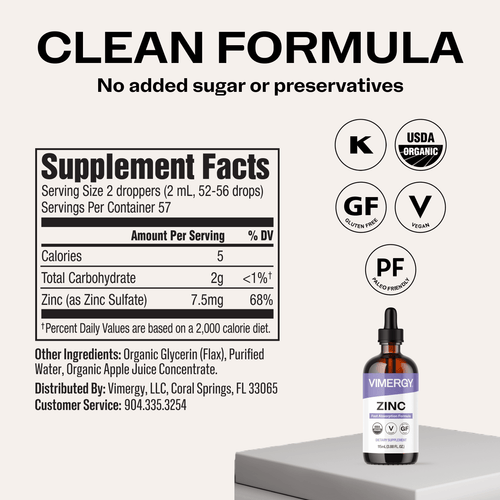 Organic Liquid Zinc VIMERGY Supplements Vitamins 