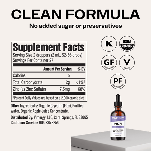 Organic Liquid Zinc VIMERGY Supplements Vitamins 